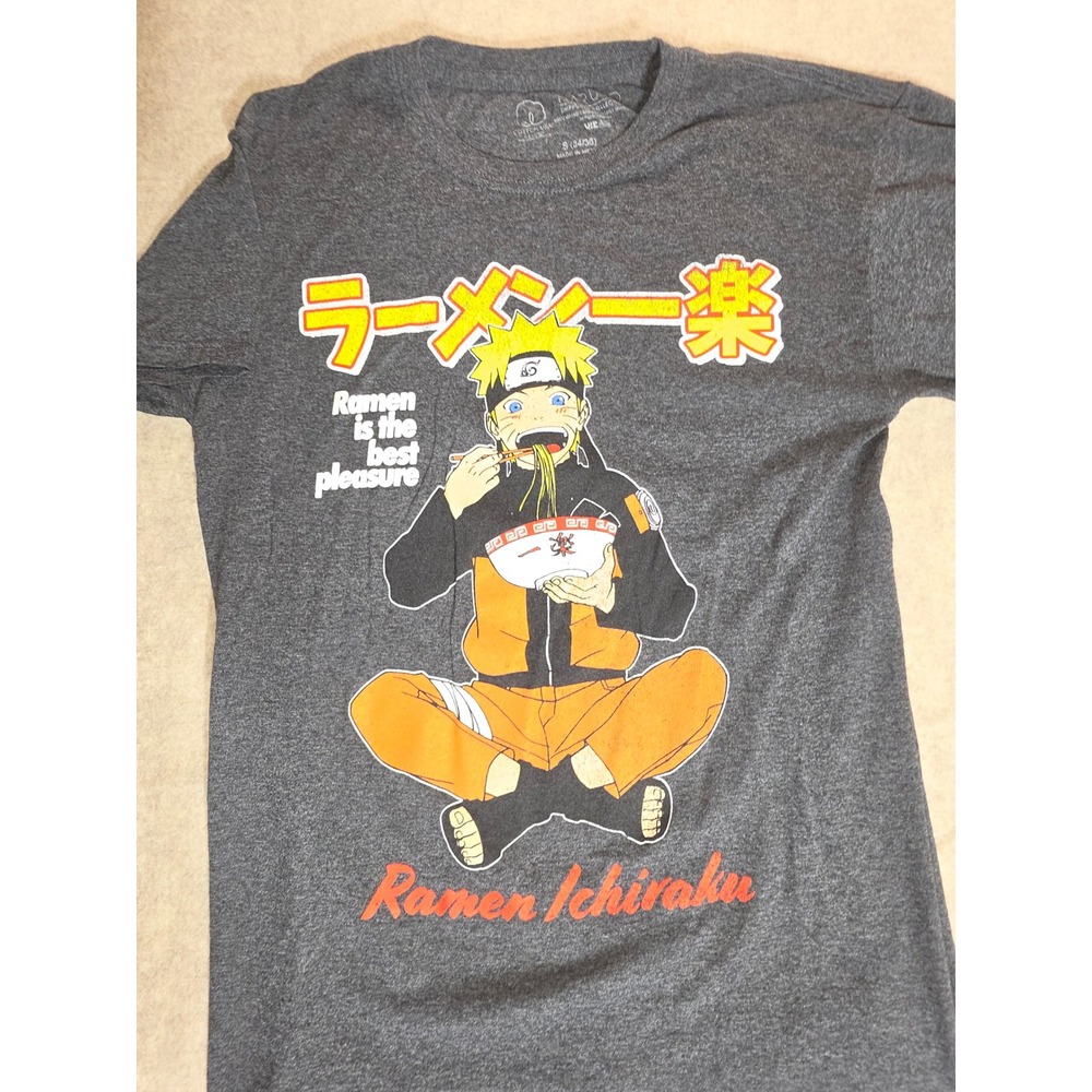 Naruto Shippuden‎ Ramen Ichiraku Graphic T-Shirt Mens Small Charcoal Grey Anime